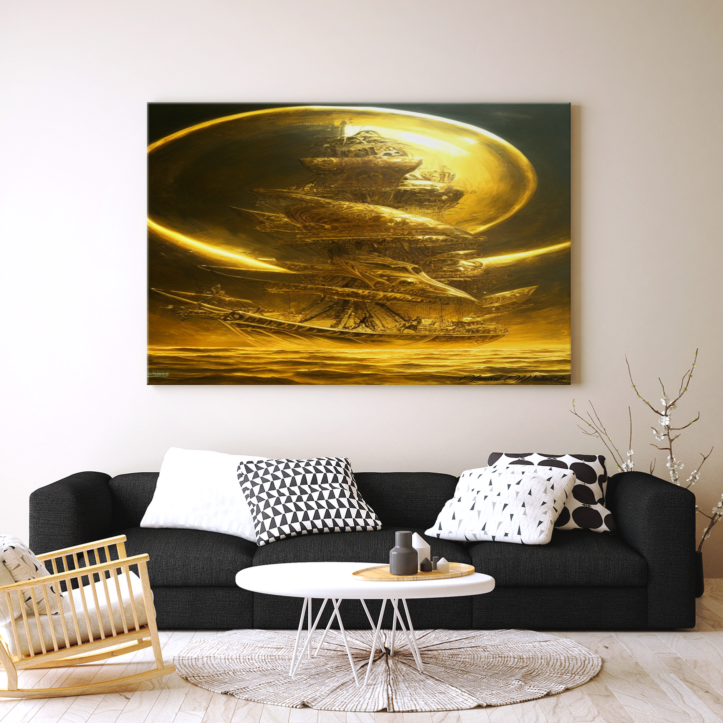 Golden Ship Canvas 120x80 cm