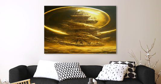 Golden Ship Canvas 120x80 cm